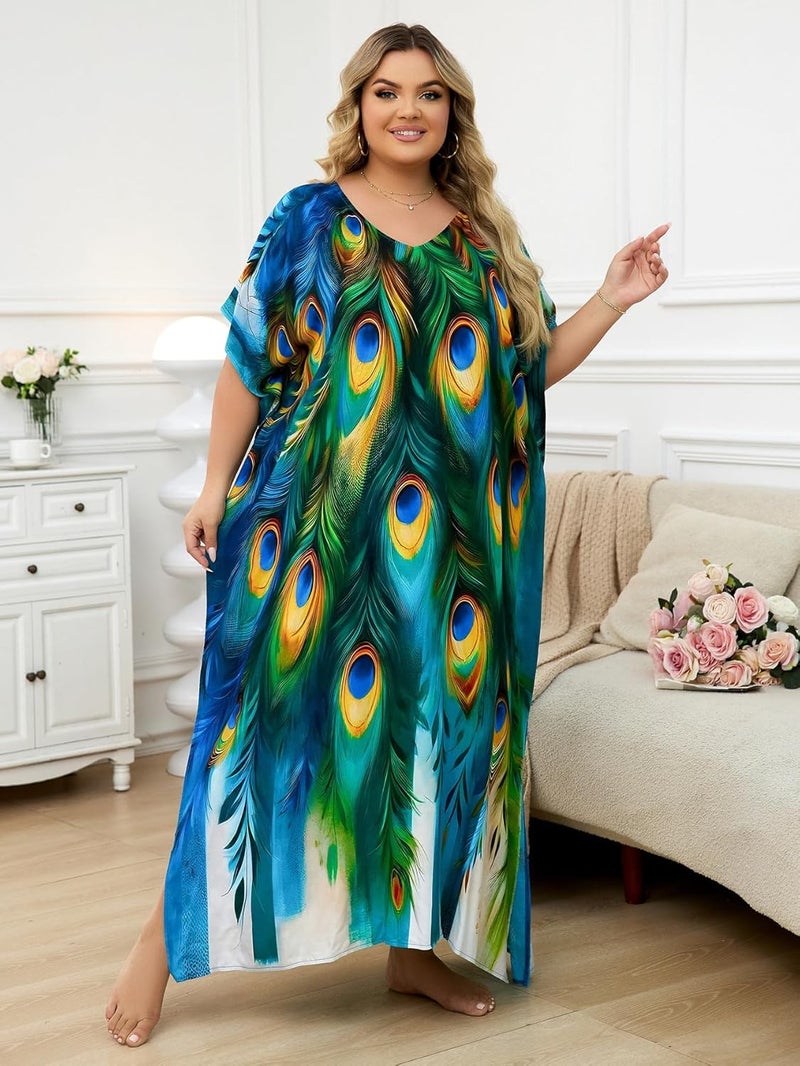 IMAGEKOPE Kaftan Dresses for Women Plus Size Bathing Suit Cover up Caftan Maxi Beach Dresses - Image 5